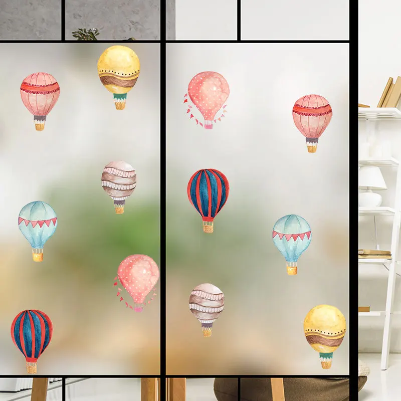 36pcs=1set Hot Air Balloon Watercolor Wall Sticker Color Circle Wall Decals For Kids Room Baby Nursery Decoration Home Decor