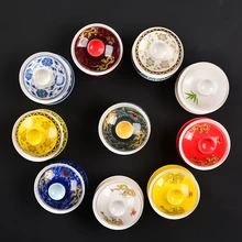 Распродажа, китайский чайный сервиз для кунг-фу, фарфоровая чашка gaiwan, блюдце, крышка с изображением дракона, Бамбуковая панда, керамическая супница, чаша, покрытая чашами