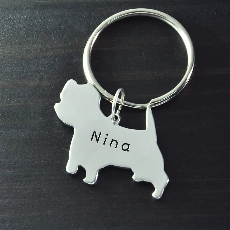 

Westie keychain dog key chain alloy hand cut Westie pendant dog keyring