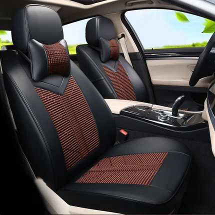 Cartailor черные летние крутой автомобиль Чехлы для сидений мотоциклов Протектор для Infiniti M35 M37 чехол сиденья автомобиля из искусственной кожи и шелка льда Стульчики детские поддержка - Название цвета: blackxbrown