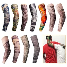 1PC Cycling Sports Tattoo Sleeves UV Cool Arm Sleeves Cycling Running Arm Warmer Sport Elastic Oversleeve Arm Warmers manga de