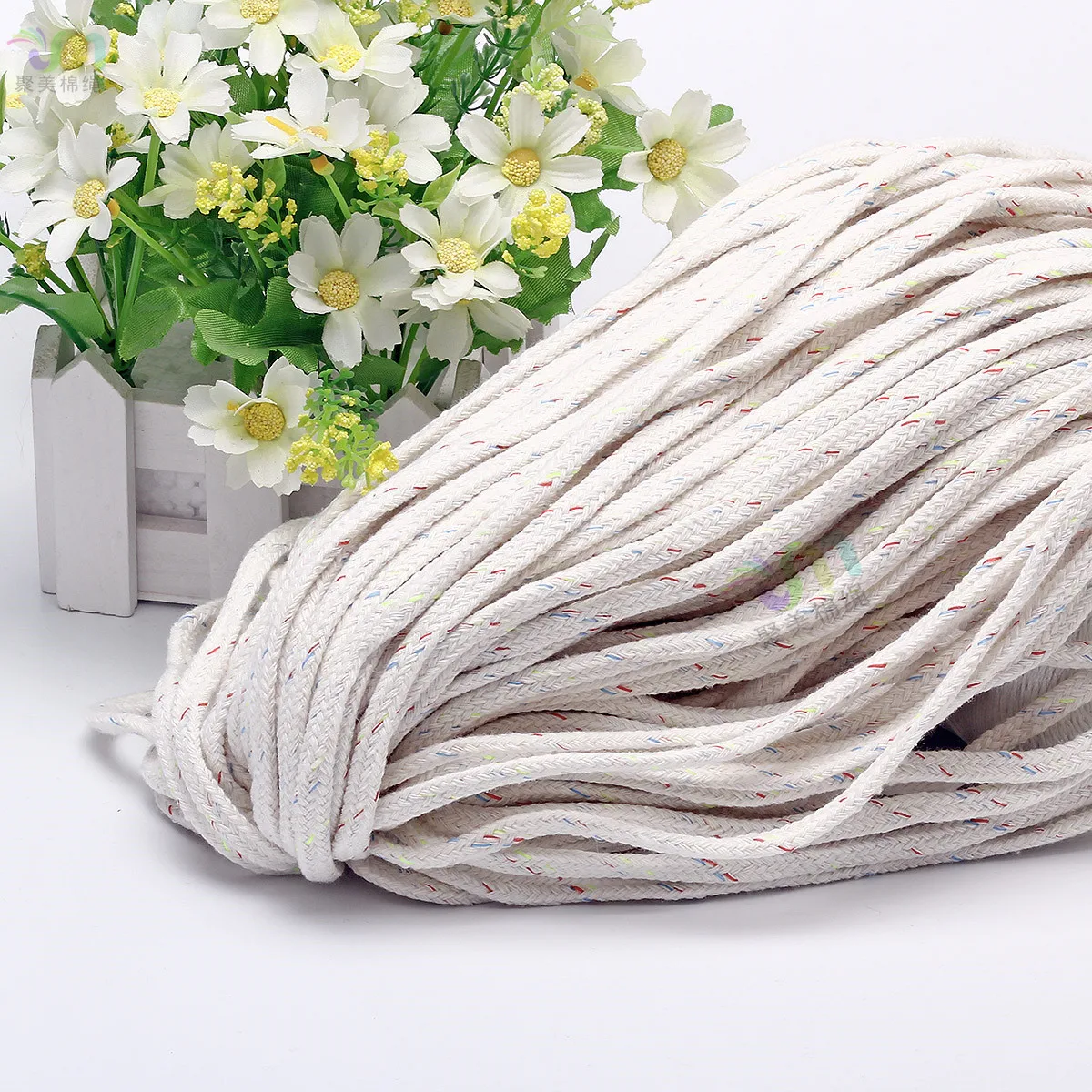 

Top Quality Beige + Red Green Blue Macrame Twisted Cotton Cord Rope String DIY Yard Home Textile Accessories Craft 6mmx100m