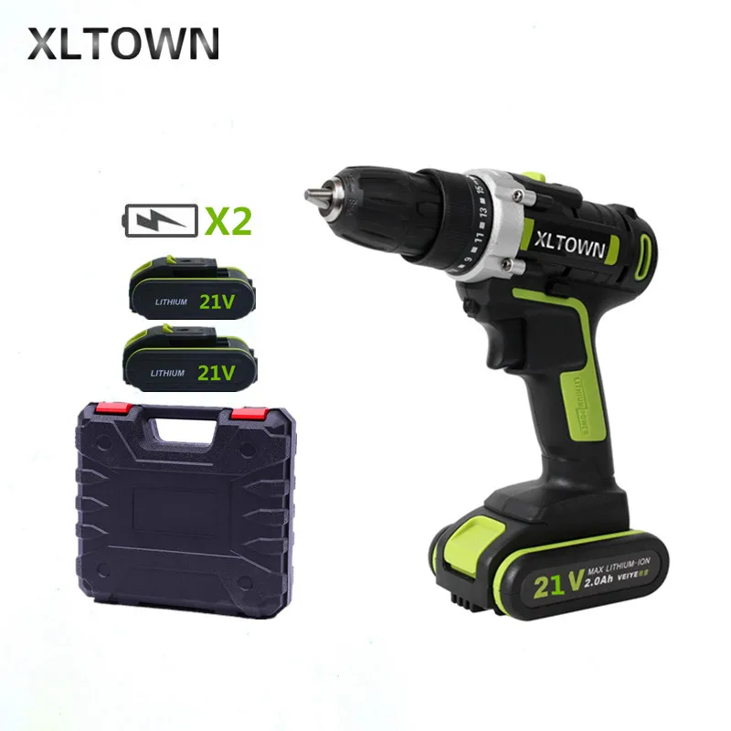 

XLTOWN new electric screwdriver with 2 battery lithium battery rechargeable Multi-function household electric drill