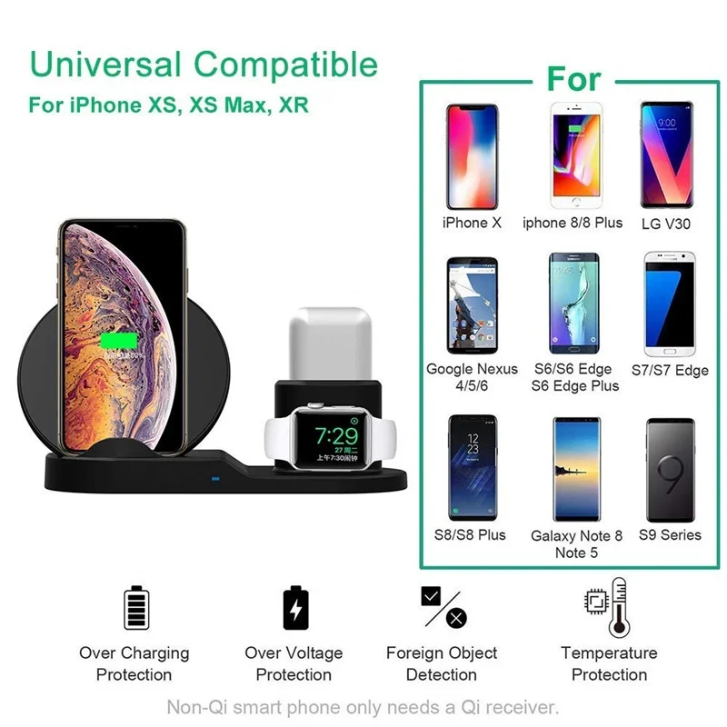 Online Tongdaytech 10W Qi Wireless Charger For Iphone X XS XR 8 8P 11 Pro Max Fast Quick Charger For Apple Watch Airpods Pro 5 4 3 2 1