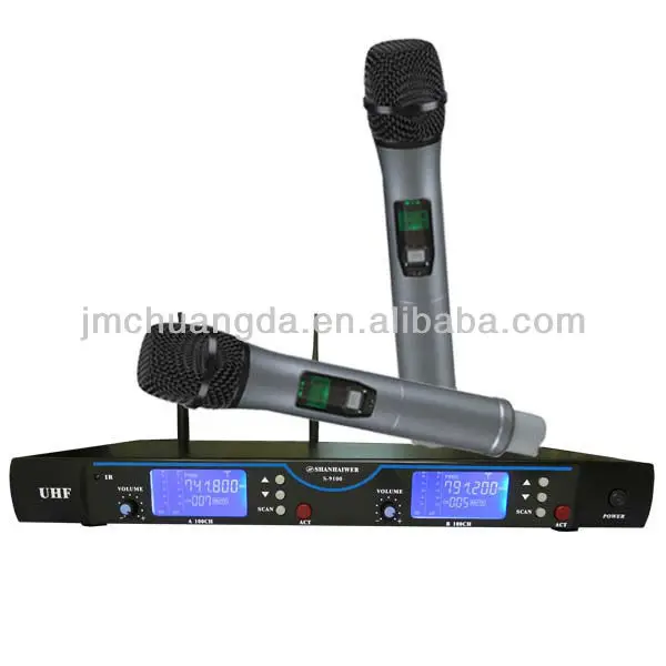 

UHF IR Paring wireless microphone dual channel 200 channels to choose metal handheld style KTV mike system Loudspeaker Amplifier