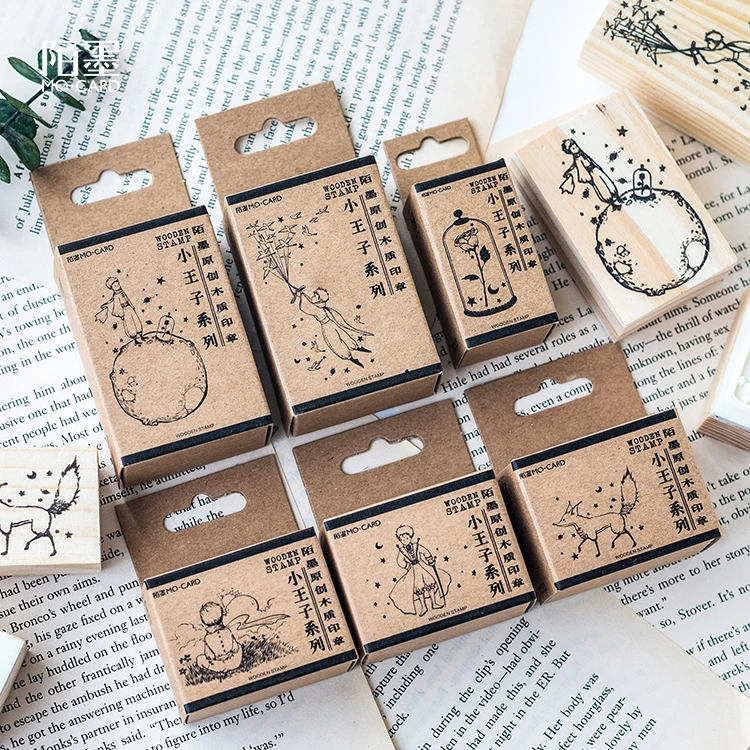 

1pcs\Little Prince DIY Cute Retro Small Fresh Wood seal Stamp Diary Calendar Scrapbook Stamp Student Stationery Office Supplies