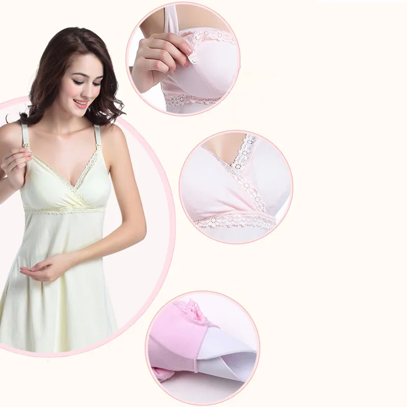 GRRCOSY Lace Cotton Nursing Bra Tank Caim Breastfeeding Pregnancy Dress V Vest Clothes Pregnant Women Maternity Shirts Tees
