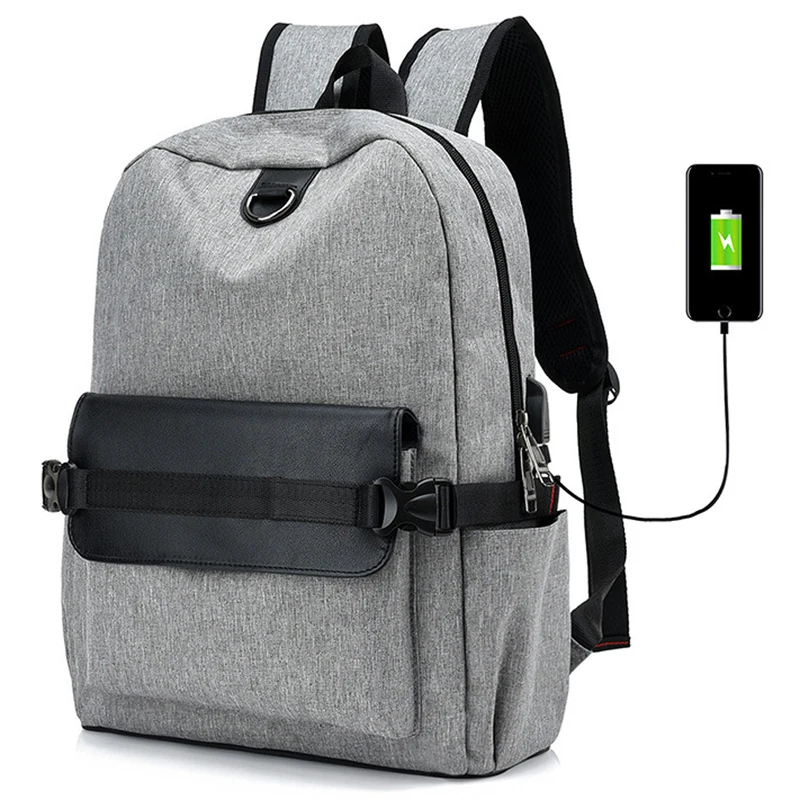 

2018 Casual USB Charging Port Laptop Backpack For Unisex Women Men Fashion Solid School Bagpack Bookbag Girls Mochila Feminina