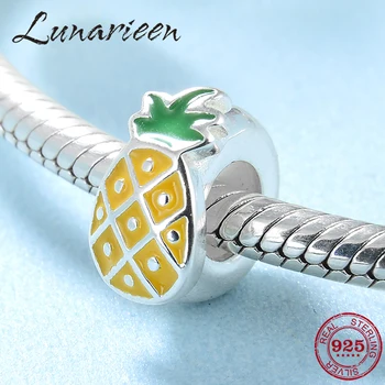 

High Quality 925 Sterling Silver Summer Pineapple Fruit Stopper spacer Beads fit Pandora Bracelets Bangles DIY Jewelry Making