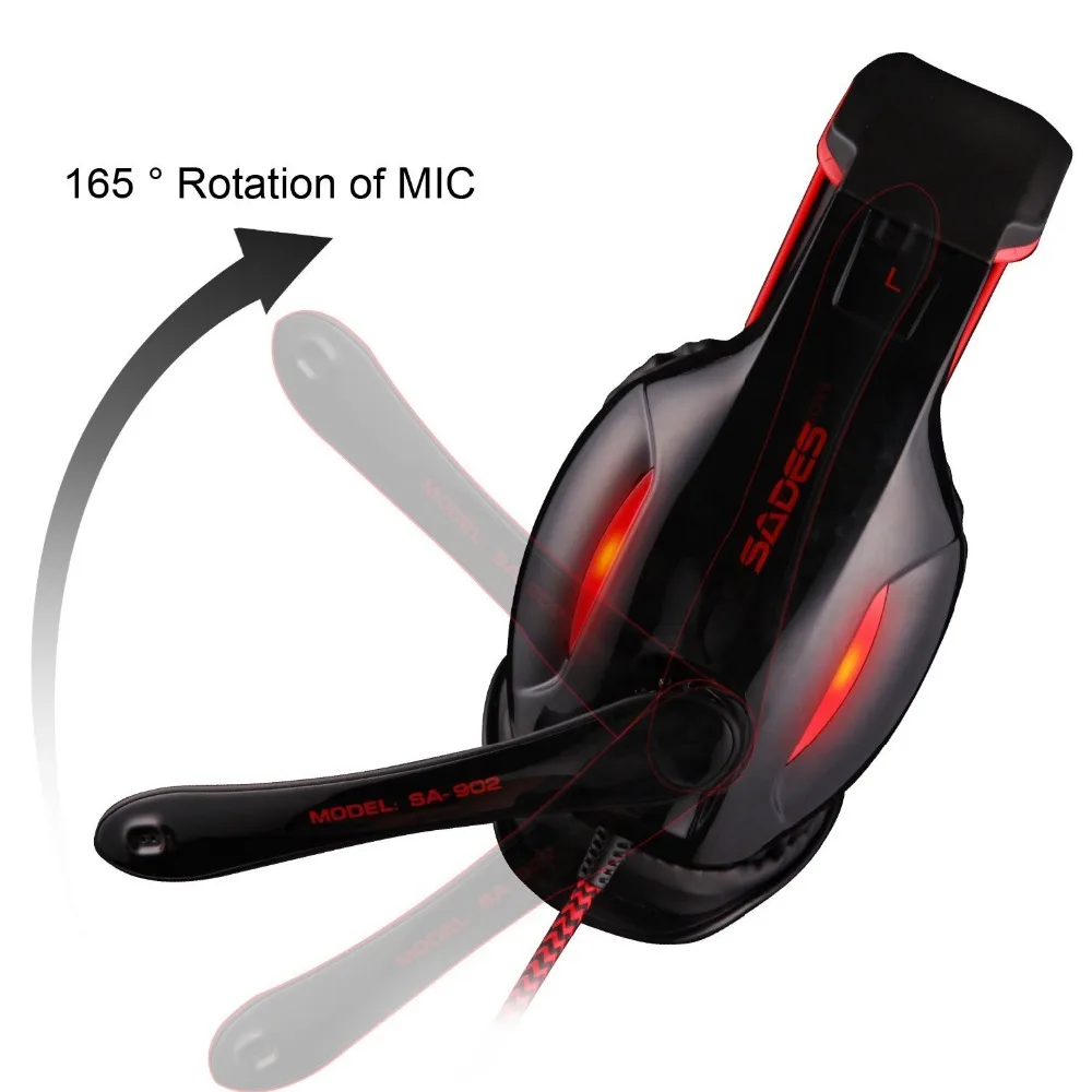 Sades SA-902 игровая гарнитура лучший шлем 7,1 объемный звук USB проводные наушники с микрофоном Регулятор громкости для PC Gamer