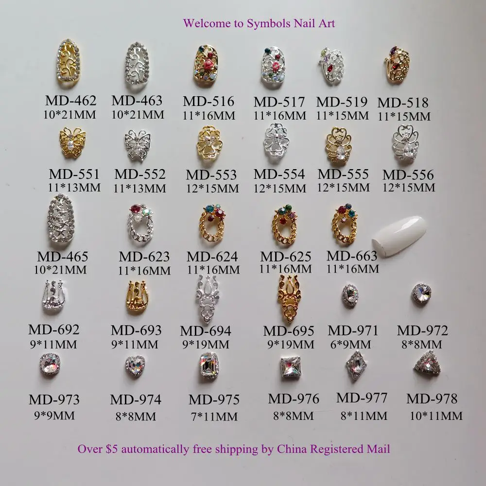 

3D 10pcs/bag Different Metal Full-Cover Deco Luxury AB Stone Deco All Rhinestone Deco Nail Decoration Metal Shinny Deco 2