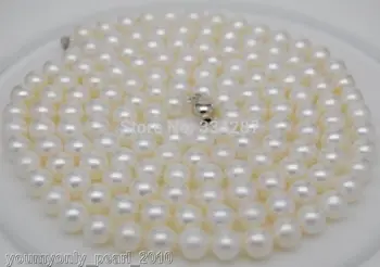 

Natural 8-9mm AAA+white pearl necklaces 50"Long