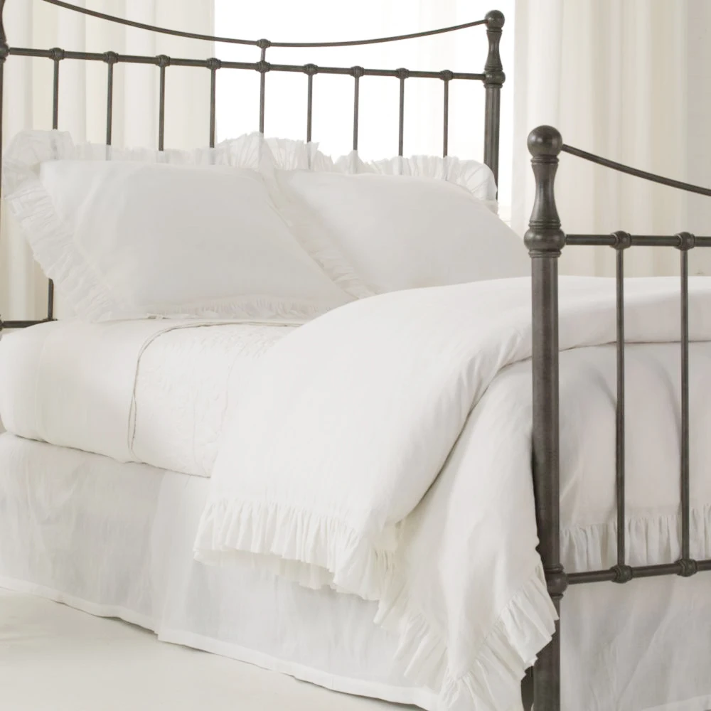 Buy 2pcs White French Ruffled Washed Linen Pillowcase