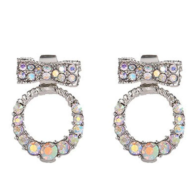 

New Fashion Designer Jewelry Colorful Rhinestone Imitation Butterfly Bow Stud Earrings For Women Brincos