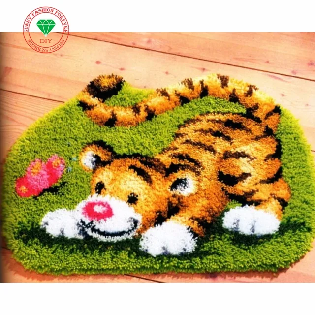 Рукоделие Милый Тигр Крюк Защелки Коврик Kit DIY Неоконченная Крючком Пряжи Коврик Коврик Картина Ковер вышивка вышивка крестом