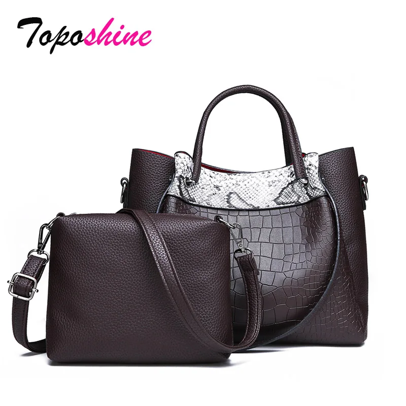 

Toposhine Crocodile Pattern Stitching Two-Piece Composite Bag Ladies Handbag New Fashion Casual Wild Shoulder Messenger Bag