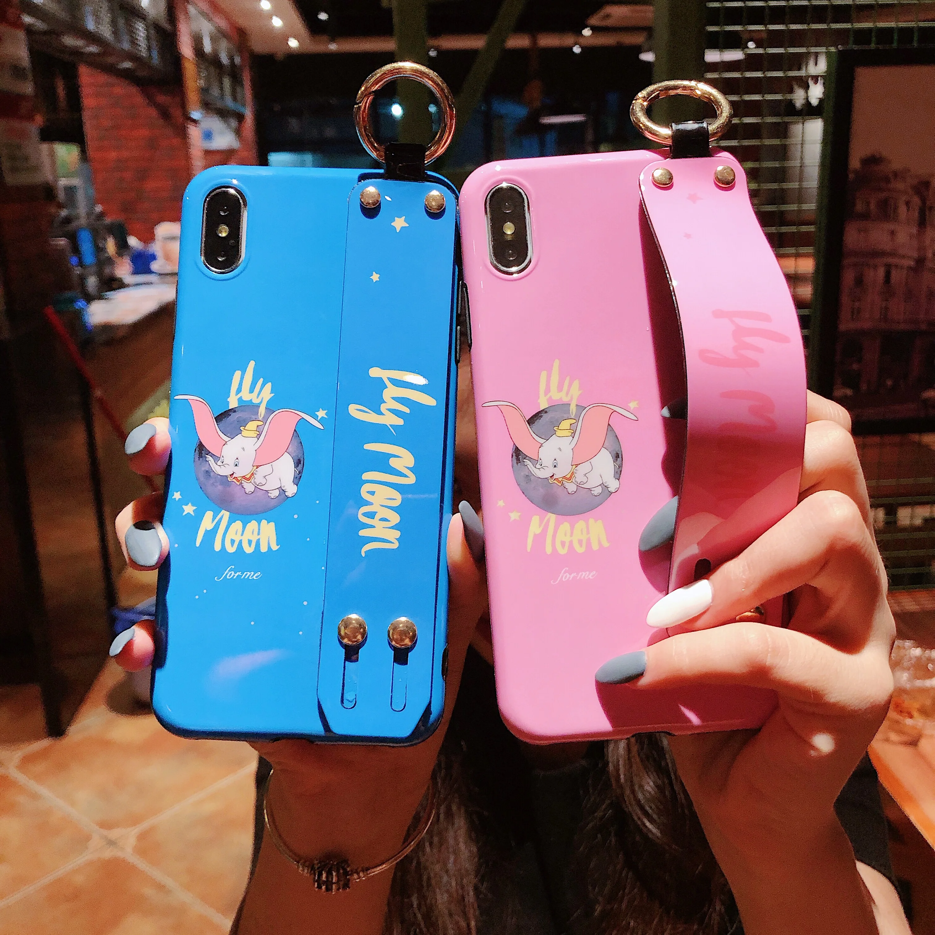 

For Xiaomi 6/6X/8/8 SE/ XIAOMI9/XIAOMI9S/Redmi Note7E Dumboo Flying Elephant Glossy Mobile Phone Case With Finger Ring Kickstand