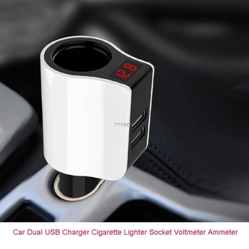 

Dual USB Car Charger Adapter 3.1A Fast Charging Cigarette Lighter Socket LED Digital Voltmeter Meter Monitor G6KC
