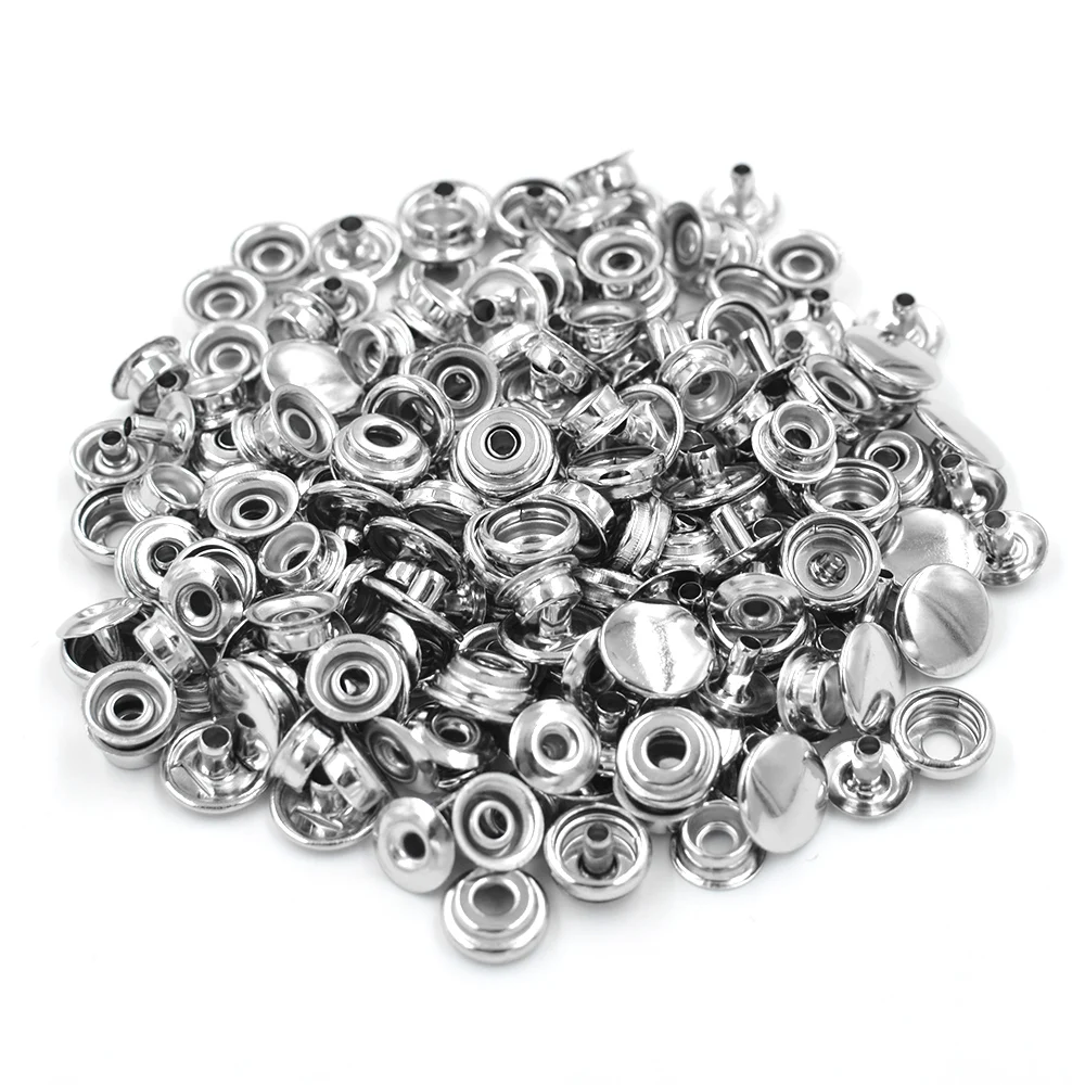 250Sets Sew-on Snap Buttons Metal Fasteners Press Studs Buttons for Sewing  8/10mm Black and Silver - AliExpress