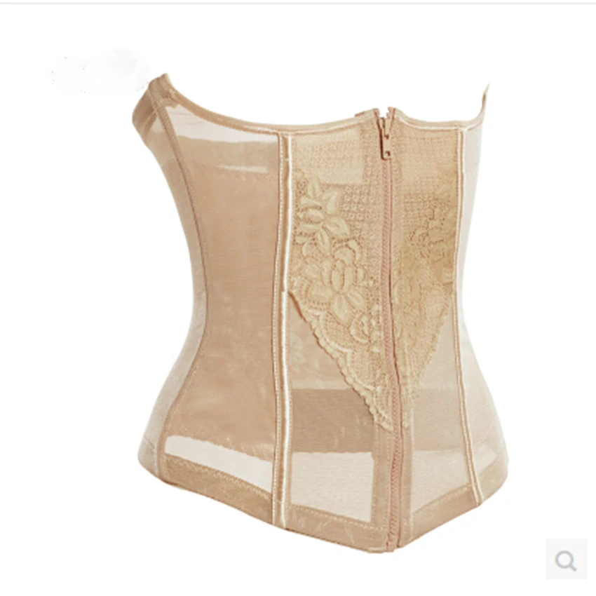 Plus Size Steel Boned Waist Cincher Zipper Firm Trainer Corset Waist