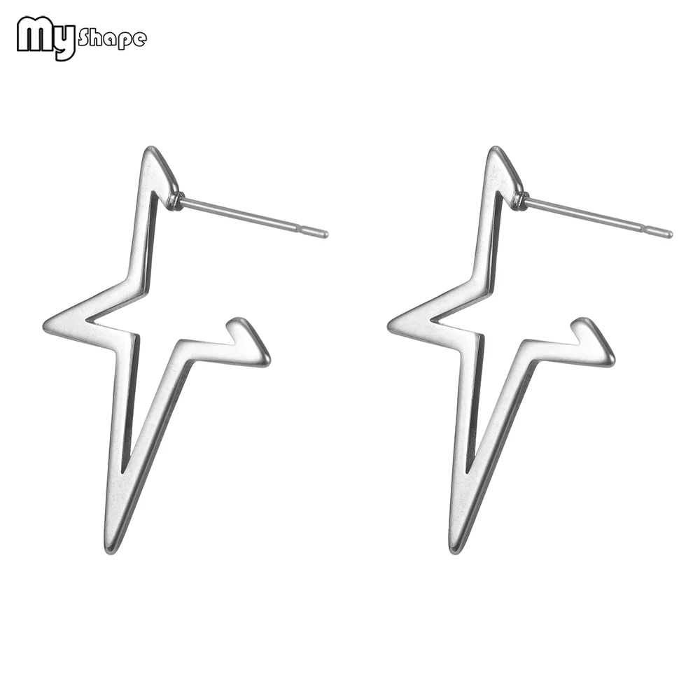 My shape, нержавеющая сталь, четыре угла, звезда, стальной дизайн, серьги-гвоздики, подарок, серьги, Aretes De Mujer, современный стиль