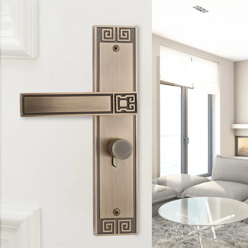  High Quality Indoor Bedroom Split Door Lock Modern Retro Cyan Handle Mechanical Lock with 3 Key Kit - 33010957425