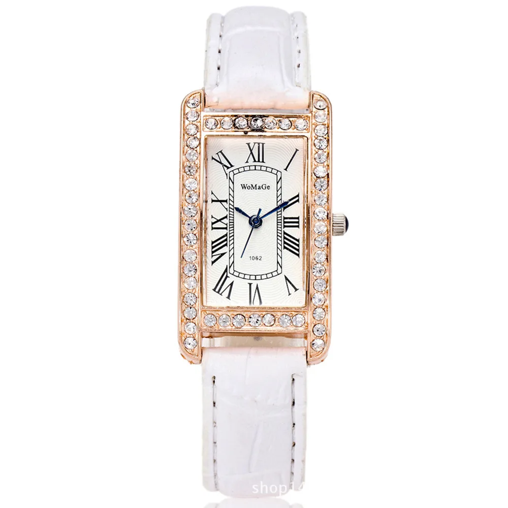 

Women WOMAGE Classic Square Shape Figure PU Watchband Wristwatch Quartz Watch Women Watches Relogio Feminino Montre Femme hv5n