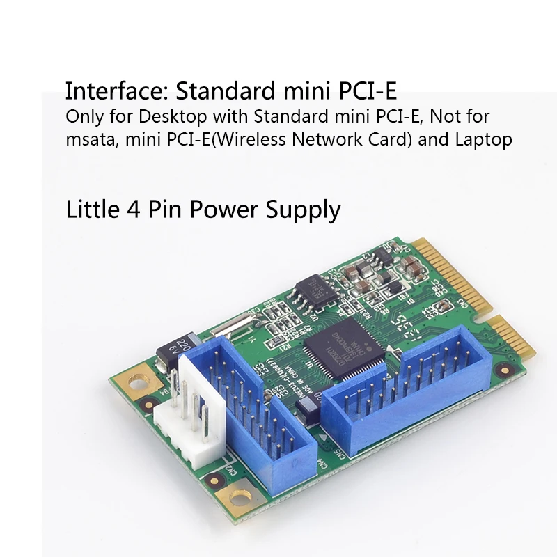  Mini PCI-e zu 4x USB3.0 expansion Karte USB 3.0 zu Mini PCI express Converter karte 2 ports (19/20 