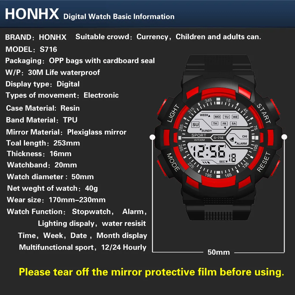 2022 Luxury Multi Function Sports Watches Countdown Men's LED Digital Watch Man Military Clock Wristwatch Wrist Watch Relogio