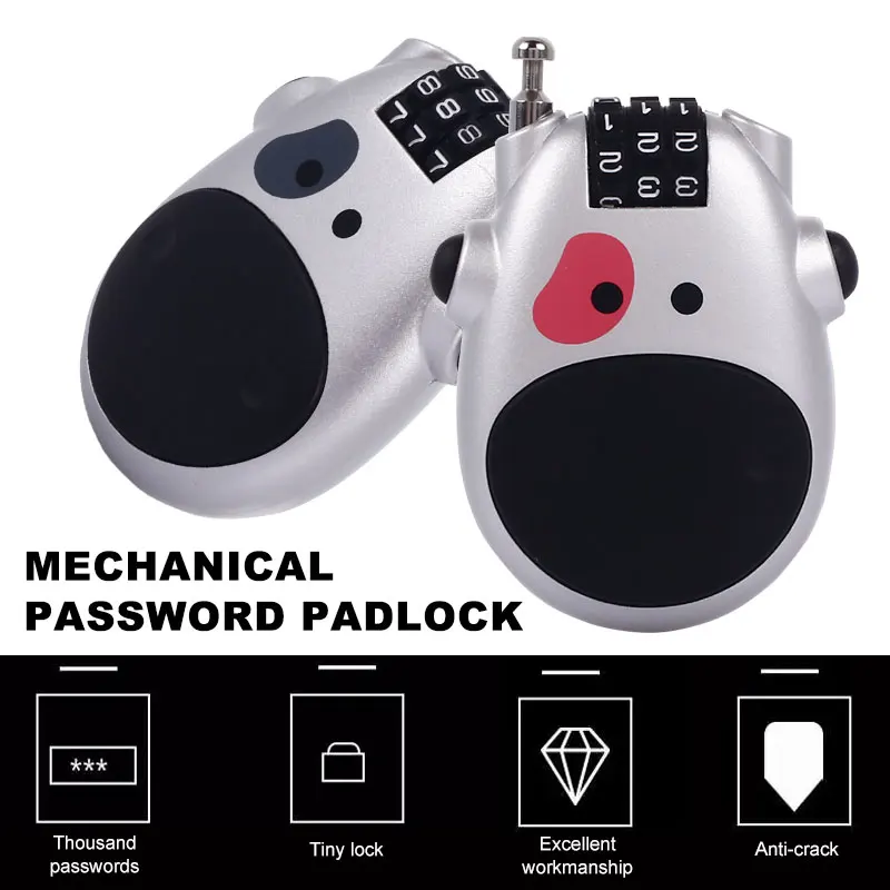 

Code Padlock Password Lock Outdoor Cow Luggage Lock Travel Code Number Keyless Lock Lovely Dial Resettable Luggage Security