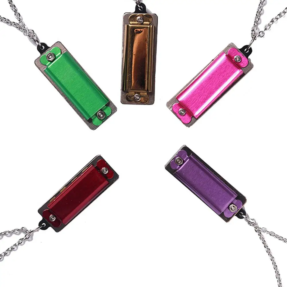

Mini Durable 4 Holes 8 Tone Harmonica Necklace Fashion Jewelry Musical Chain Toy Pendant Necklace Jewelry Chain Necklaces
