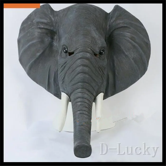 

Hot Sale Halloween Props Adult Elephant Mask Animal Full Latex Masquerade Birthday Party Rubber Silicone Face Mask Fancy Dress