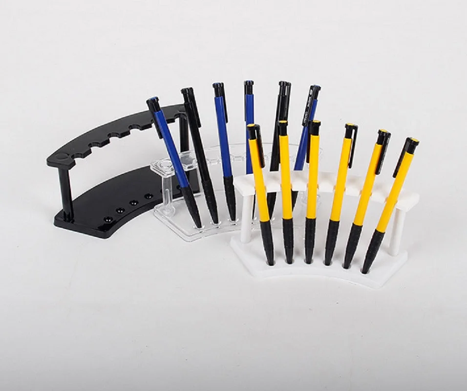 

TONVIC 10 Clear/Black Pen Cosmetic Brush Display Stand Holder For 6 Pcs
