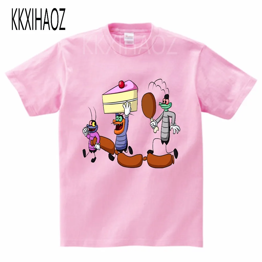 Детская летняя футболка для мальчиков и девочек с дыхательными упражнениями детская хлопковая Футболка с принтом Oggy и тараканы