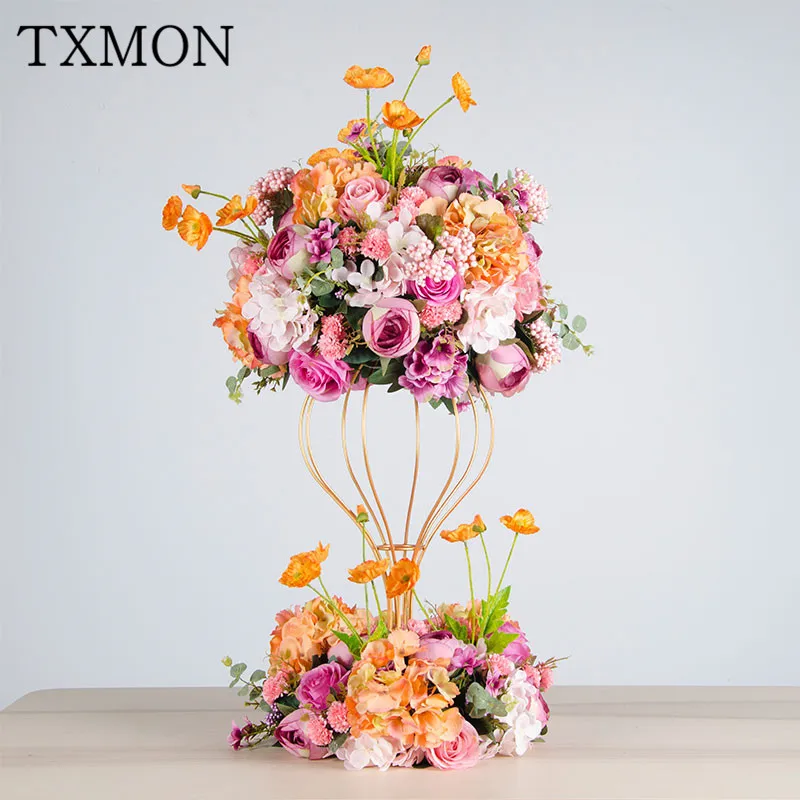

Wedding props decoration wedding main table flower simulation fake flower scene layout decoration flower ball wrought iron