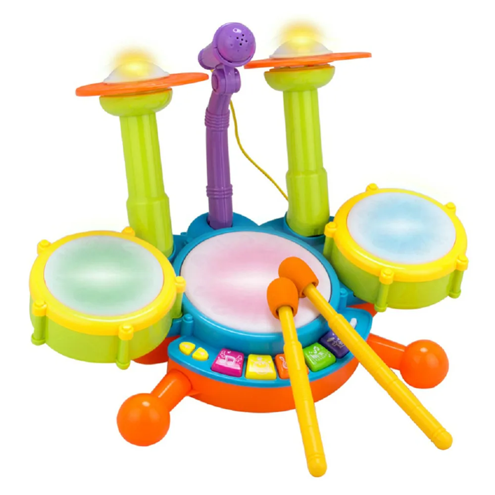 

Children Kids Musical Microphone Drum Kit Set Instrument ToyPuzzle Early Educational Toy for Boys Girls