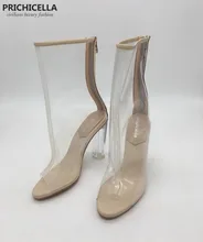 prichicella women’s fashion transparent open toe high heel summer bootes sandals