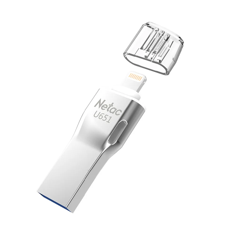 

Netac U651 Flash Drive usb lightning USB3.0 Pendrive Dual Interface For iPhone 8 7 6 5 6s 5plus/iPad/PC Mini Memory Stick