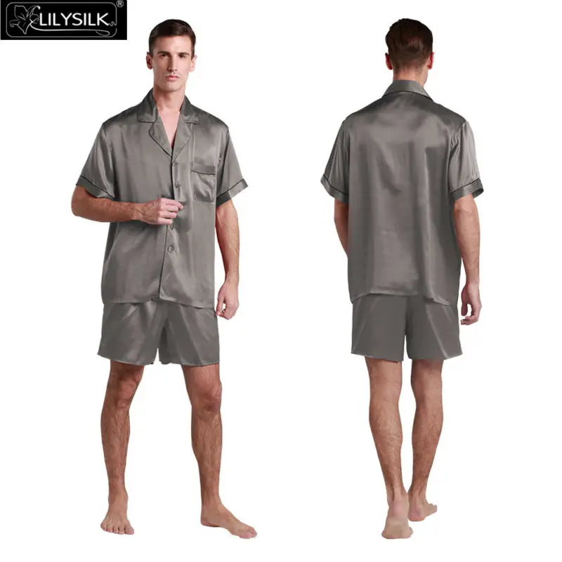1000-dark-gray-22-momme-contrast-trim-short-silk-pyjamas-set