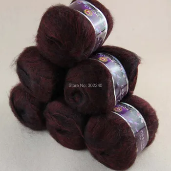 

Sale Lot of 6 balls x 50g LACE MOHAIR Cashmere silk hand Yarn Knitting Wine 15