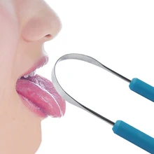 Уход за полостью рта из нержавеющей стали, ручка из кремнезема, скребок для языка, щетка для чистки зубов