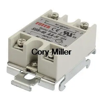 

35mm DIN Rail Mount AC Control 40A Solid State Relay SSR SSR-40AA-H 80-280V