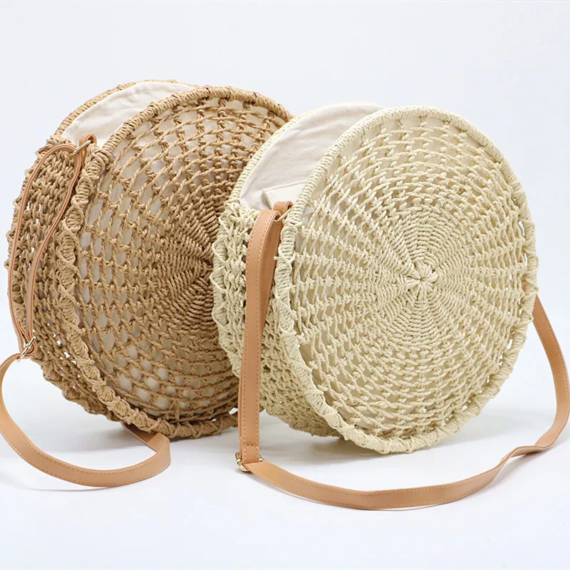 

Round openwork straw Shoulder Bag Women hand-woven Messenger Bag Summer Beach Square box Straw Handbag For lady Bolsa Feminina