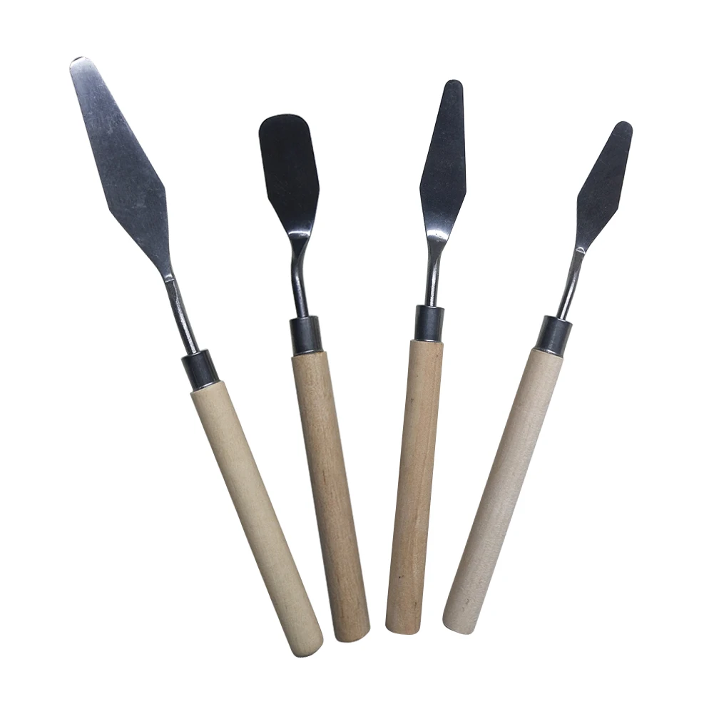  4Pcs Palette Knife Set Lightweight Student Scraper Oil Painting Tools Anti Slip Supplies Spatula Fo
