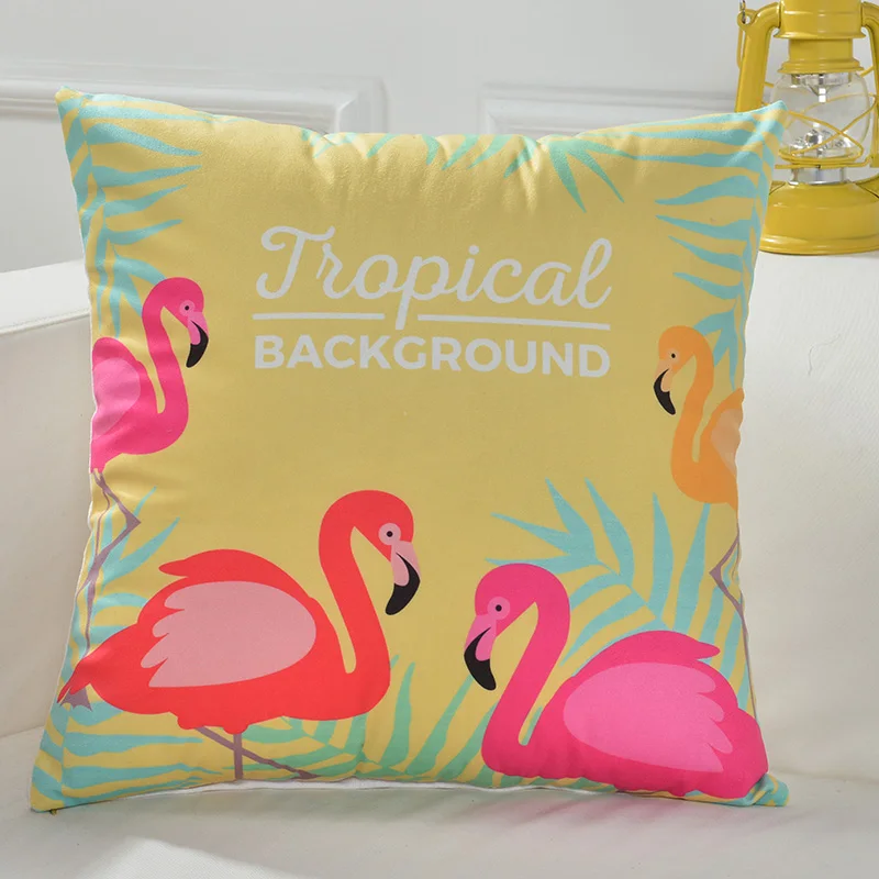الأمريكية الرياح النباتات الاستوائية فلامنغو الهندسة وسادة حالة ديكور المنزل سميكة القطن الكتان مكتب أريكة وسادة غطاء 45x45 سنتيمتر