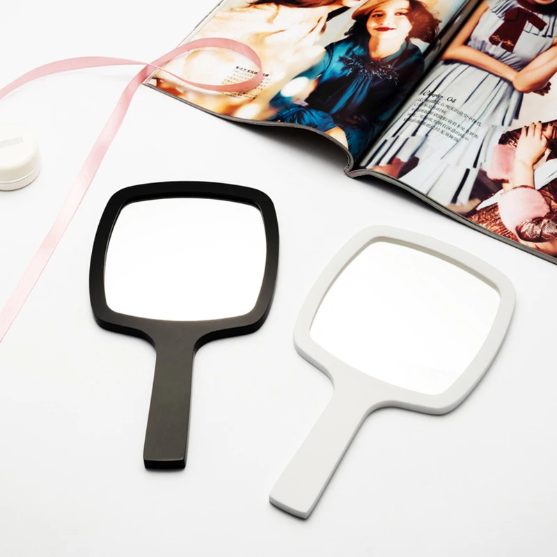 

Portable Makeup Mirror Women Compact PU One Sides Hand Holding Cosmetic Mirrors Black/White Makeup Mirrors