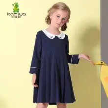 KAMIWA 2017 Automne Peter pan Col Coton Bébé Filles Robes Preppy Style Complète Bambin Adolescente Enfants Vêtements Enfants Vêtements
