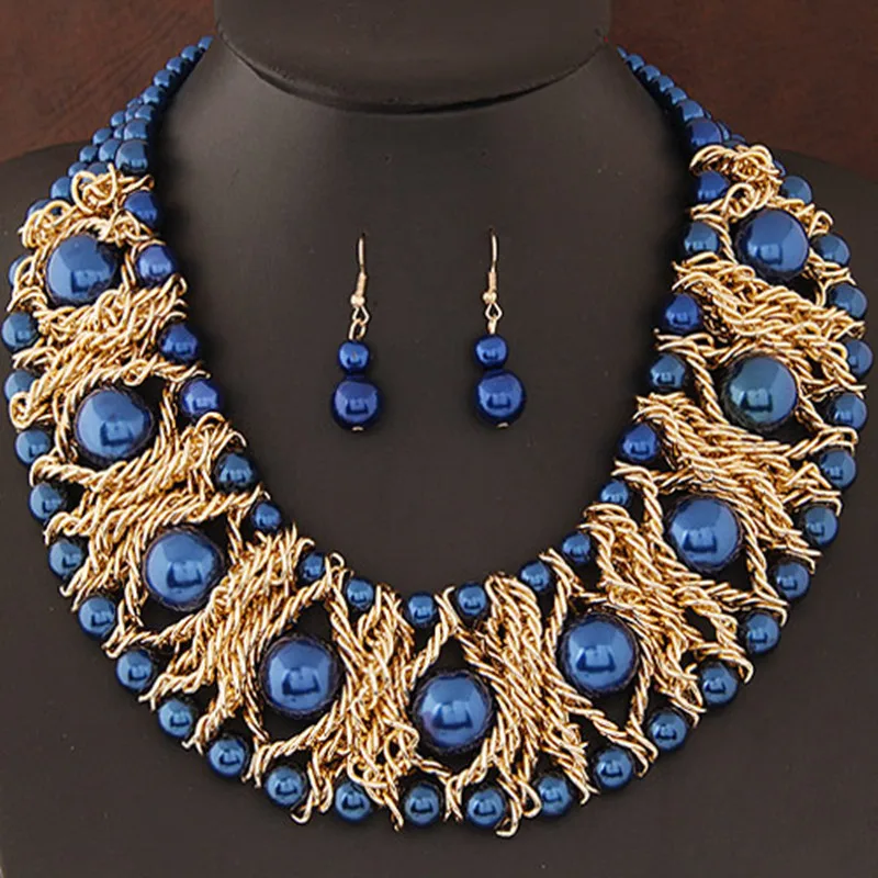 Boutique Jewelry Sets For Women Gold Plated African Beads Jewelry Set