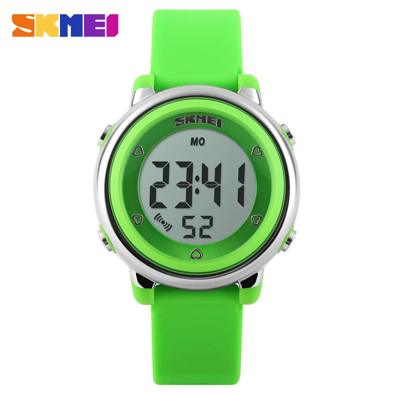 Бренд SKMEI, детские спортивные часы, светодиодный, цифровые, военные, для улицы, часы для мальчиков и девочек, для плавания, с будильником, наручные часы, 1100 - Цвет: Зеленый