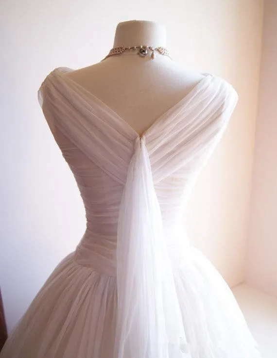 vintage cowl neck wedding dress